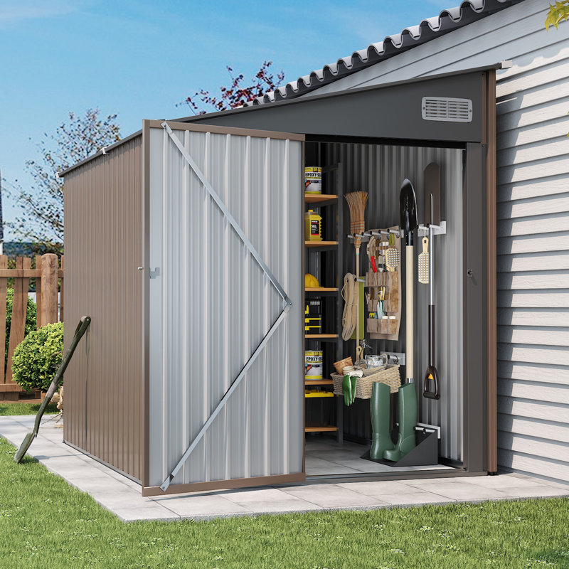 Aoxun 8 ft.W x 6 ft.D Outdoor Metal Lean To Storage Shed | Wayfair